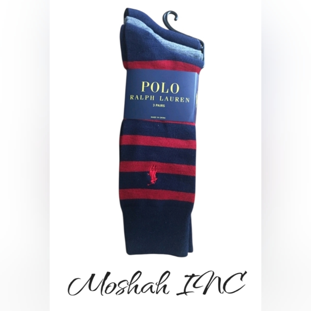 Polo Ralph Lauren Cotton-Blend Striped/Solid Socks (3 Pairs) - Navy Multi